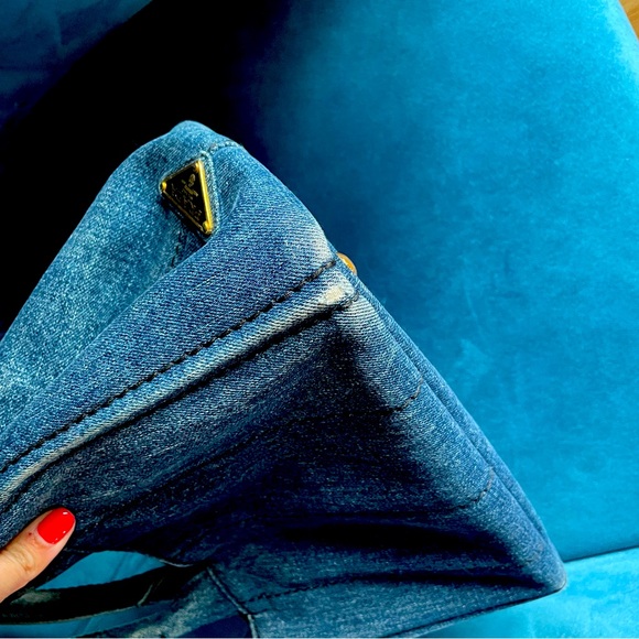 💯 Authentic Prada Canapa Demin Mini Tote - Picture 11 of 14